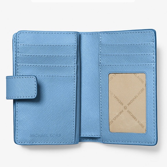 MICHAEL KORS Medium Crossgrain Leather Bifold Wallet South Pacific NWT - Picture 12 of 16